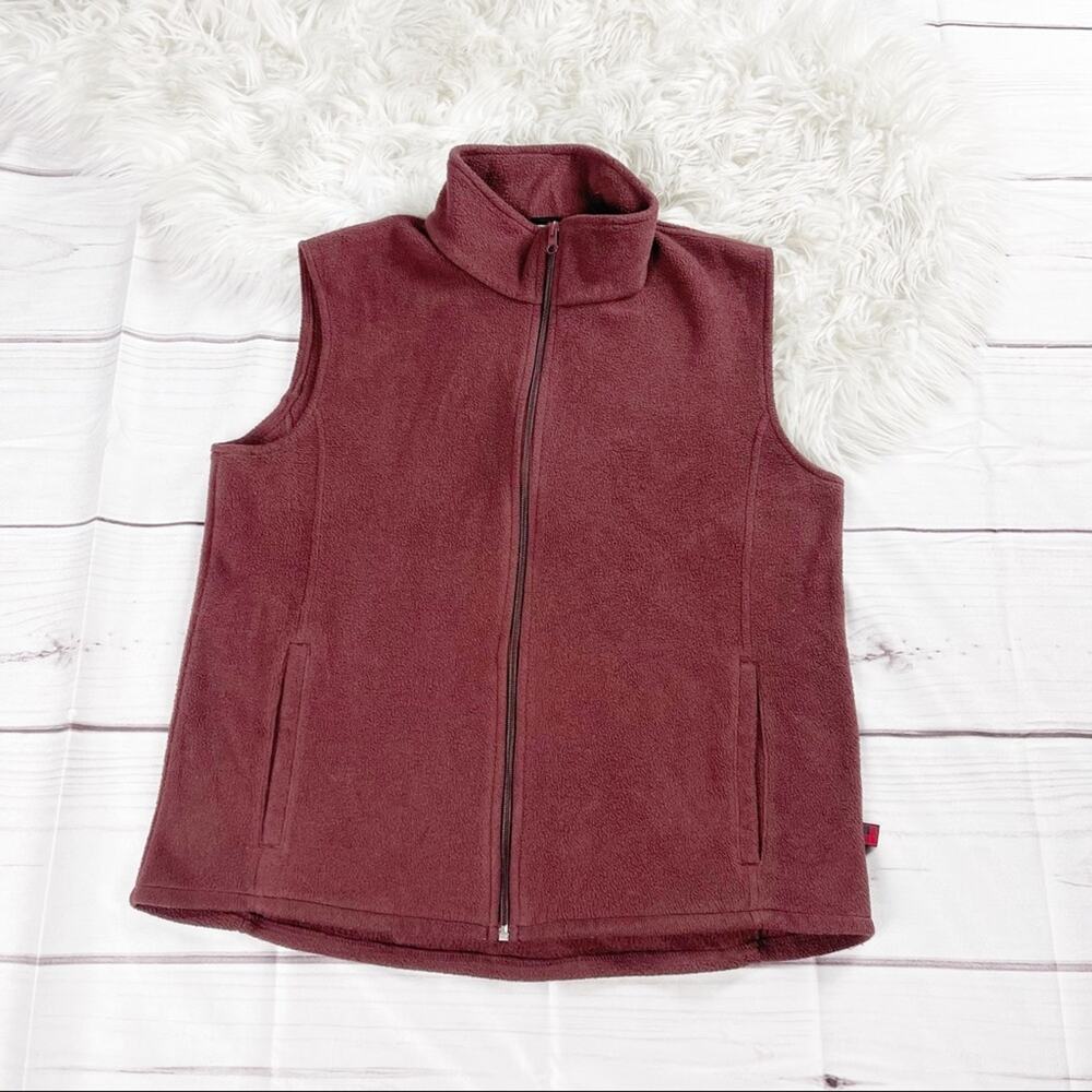 Woolrich Women's Burgundy Red Fleece Zip Vest Size Medium